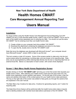 Health Home Care Management Reporting Tool ( HH-CMART) User Guide