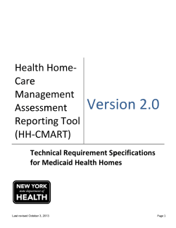 Health Home Care Management Assessment and Reporting Tool - Technical Specifications Manual, 2.0