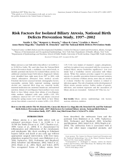 Risk factors for isolated biliary atresia, National Birth Defects Prevention Study, 1997-2002