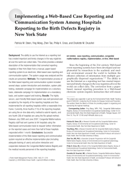 Implementing a Web-based Case Reporting and Communication System Among Hospitals Reporting to the Birth Defects Registry in New York State