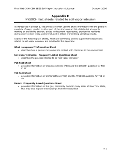 NYS DOH Fact Sheets Related to Soil Vapor Intrusion.