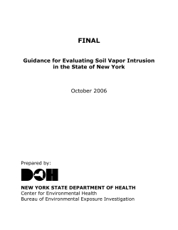 NYS DOH Guidance for Evaluating Soil Vapor Intrusion