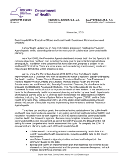 Letter and Community Health Planning Template for 2016-2018