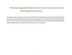 Prevention Agenda Priorities, Partners and Links to Community Health Reports
