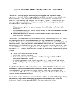 Progress to Date on Prevention Agenda 2008