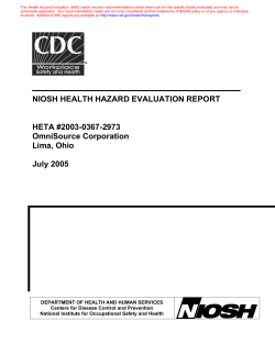 NIOSH Health Hazard Evaluation Report