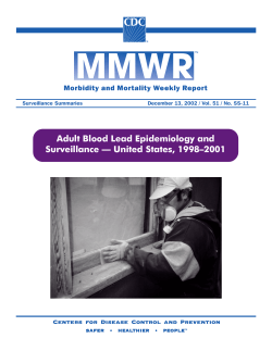 Adult Blood Lead Epidemiology and Surveillance-United States, 1998-2001