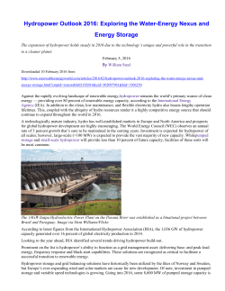 Hydropower outlook for 2016