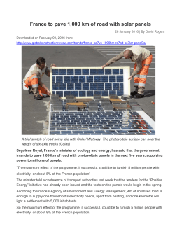 France to pave roads with solar panels