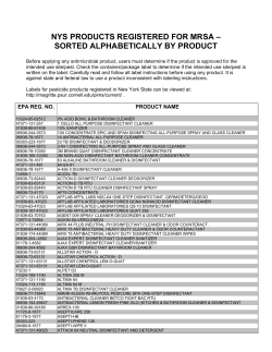 NYS Products Registered for MRSA Sorted Alphabetically by Product