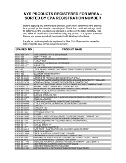 NYS Products Registered for MRSA Sorted by EPA Registration Number