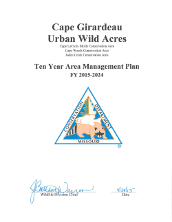 2015 Cape Girardeau Urban Wild Acres Management Plan