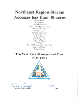 2014 Northeast Region Stream Accesses Less than 40 Acres Area Management Plan