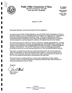 1991 Scope of Competition in Telecommunications Markets