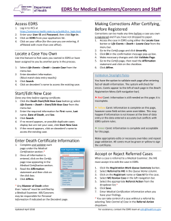 EDRS Medical Examiner/Coroner and Staff Quick Reference Guide (pdf)