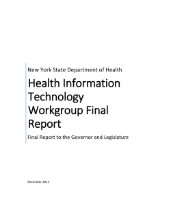 Transparency, Evaluation and Health Information Technology Workgroup Final Report, December 2015