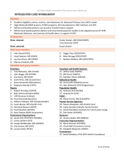 Integrated Care Workgroup Membership List (as of 3/31/16)