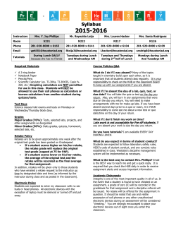 Pre-AP Chemistry Syllabus