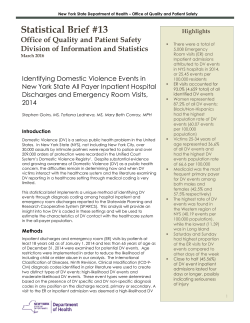 Identifying Domestic Violence Events in New York State All Payer Inpatient Hospital Discharges and Emergency Room Visits, 2014