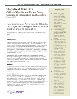 New York State All Payer Inpatient Hospital Discharges and Emergency Room Visits for Children Under 18 Years, 2013