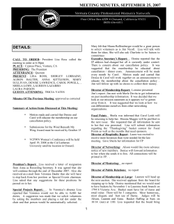 September, 2007 Board Meeting Minutes