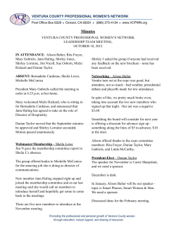 October, 2012 LT Meeting Minutes
