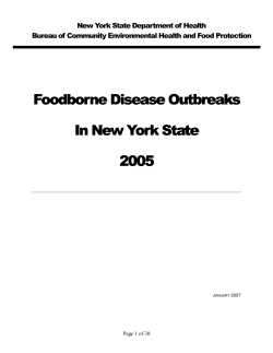 2005 Foodborne Disease Outbreaks in New York State