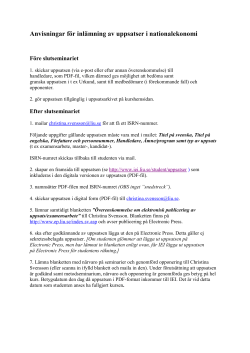 Anvisningar f r inl mning av uppsatser i nationalekonomi