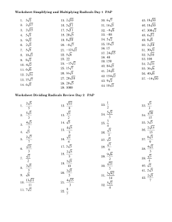 Simplifying, Multiplying, and Dividing Radicals Worksheets