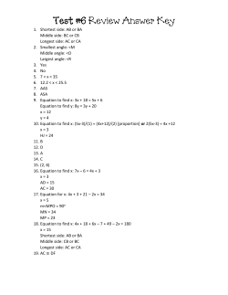 Test #6 Review Answer Key