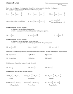 3.4 Worksheet Slopes of Lines Answer Key