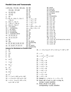 Answer Keys Ch. 3 Parallel and Perpendicular Lines Packet