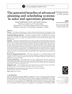The potential benefits of advanced planning and scheduling systems in sales and operations planning