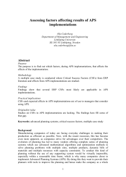 Assessing factors affecting results of APS implementations