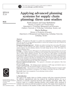 Applying advanced planning systems for supply chain planning: Three Case Studies