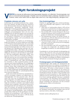 Nytt forskningsprojekt