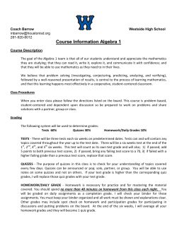 Algebra 1 Syllabus