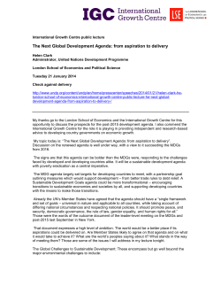 The Next Global Development Agenda: from aspiration to delivery (pdf)