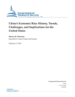 China's Economic Rise: China&rsquo;s Economic Rise: History, Trends, Challenges, and Implications for the United States
