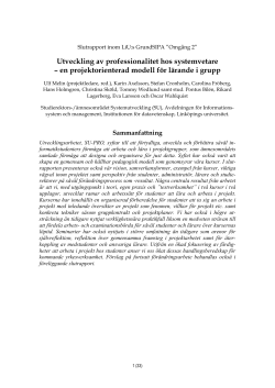 Slutrapport SU-PRO - Melin m.fl.