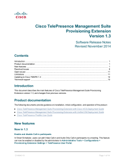 Cisco TelePresence Management Suite Provisioning Extension Version 1.3 Software Release Notes