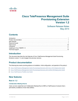 Cisco TelePresence Management Suite Provisioning Extension Version 1.2 Software Release Notes