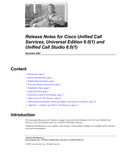 Release Notes for Cisco Unified Call Services, Universal Edition 6.0(1) and Unified Call Studio 6.0(1)