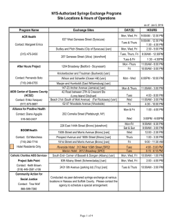 Directory of Program Sites and Hours of Operation