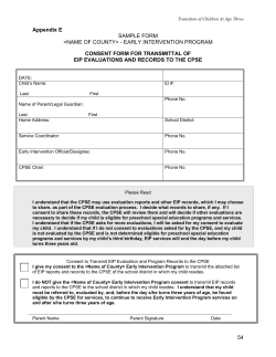 Sample Consent Form for Transmittal of EIP Evaluations and Records to the CPSE