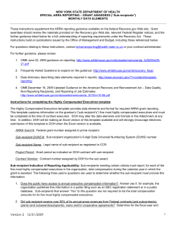 Instructions for Special ARRA Reporting Grant Awardees ( Sub-recipients ) Monthly Data Elements