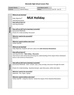 Lesson Plans 1/20-1/23