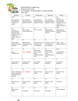 Calendar for April-May 2015