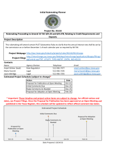 Initial Rulemaking Planner and Timeline