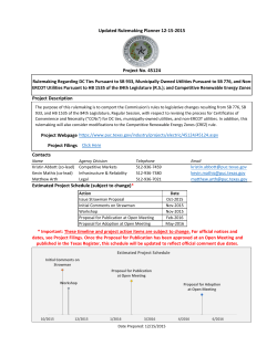 Updated Rulemaking Planner - December 15, 2015